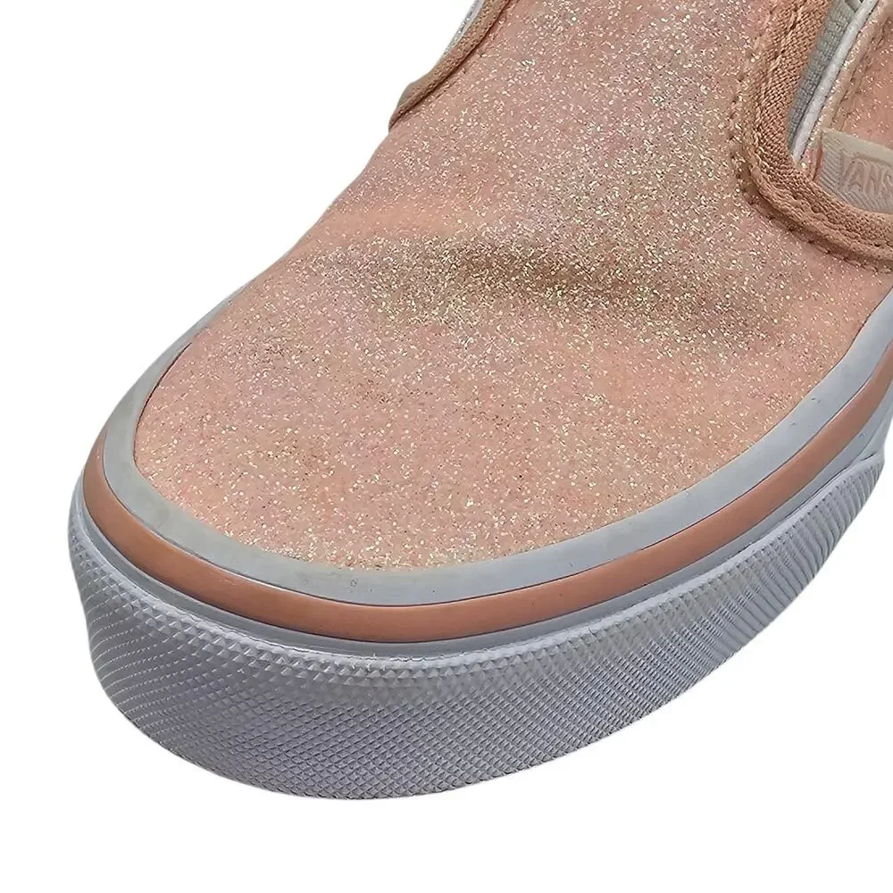 Vans Pink Apricot Nectar Glitter Classic Slip On Skate Sneaker
